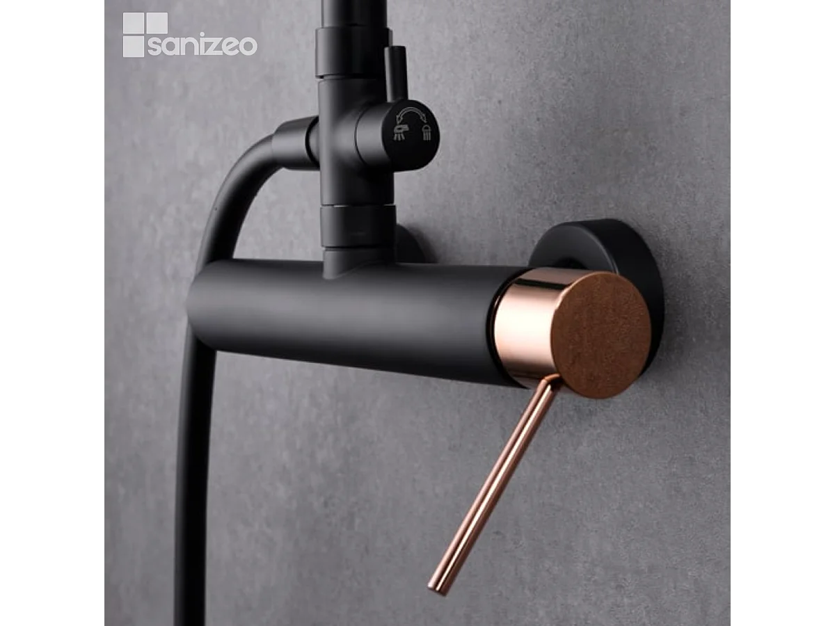 Colonne de Douche Anti-Calcaire Noir Mat et Or Rose Cuivré MILOS STICK BDYS045/NOR