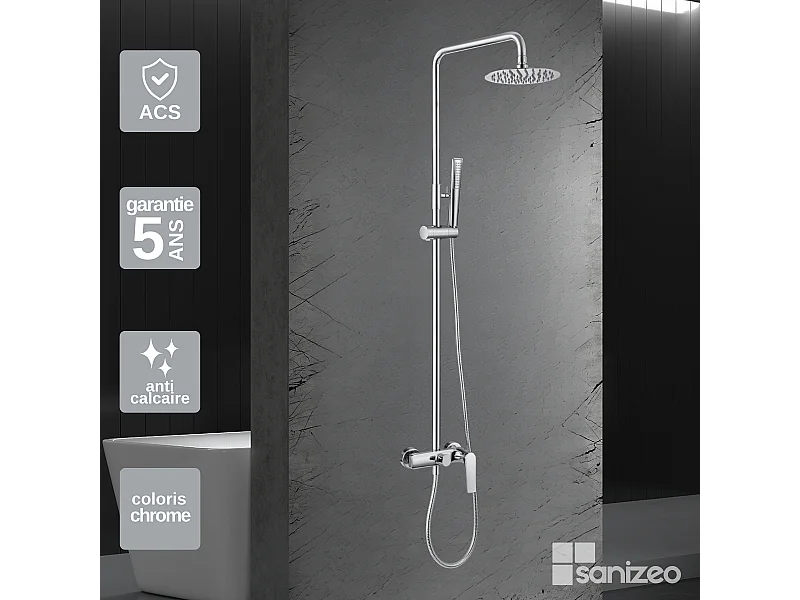 Colonne de Douche chromé anti-calcaire - Design Moderne et Économie d'eau - Kit Complet DELOS IMEX