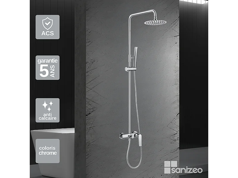 Colonne de Douche chromé anti-calcaire - Design Moderne et Économie d'eau - Kit Complet DELOS IMEX