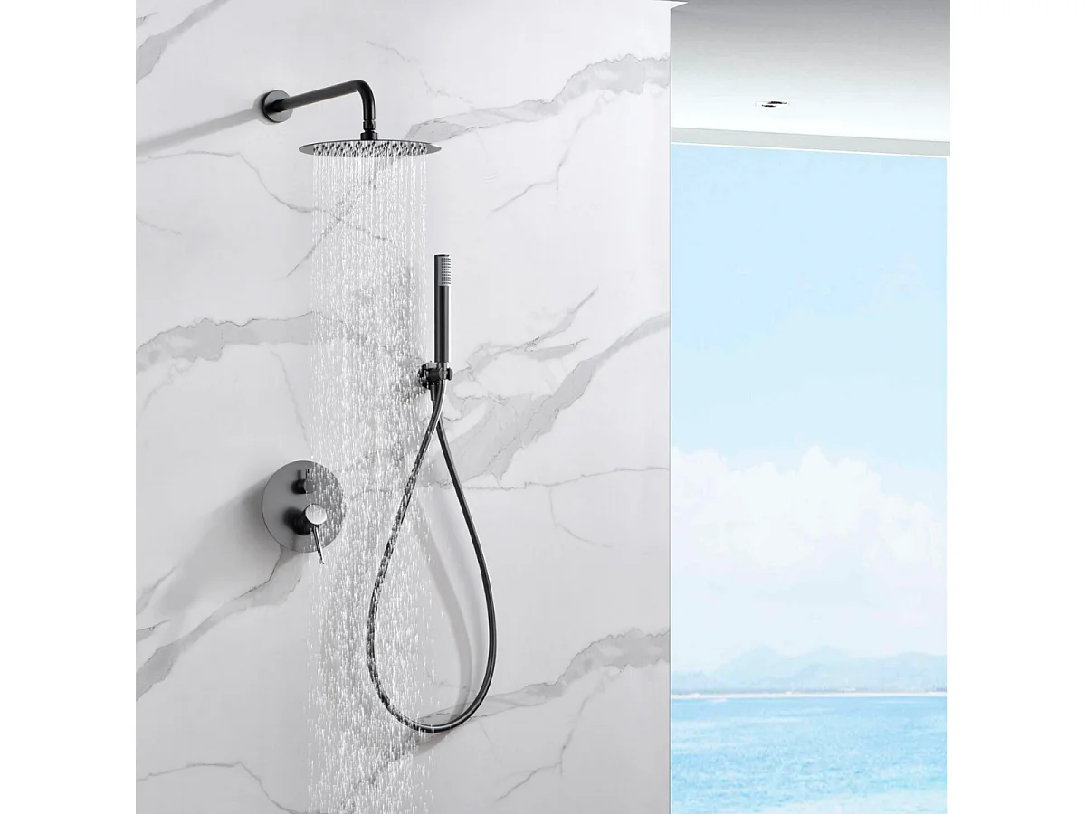 Colonne de Douche Encastrée Anti-Calcaire Black Gun Métal IMEX MONZA GPM039/BGM