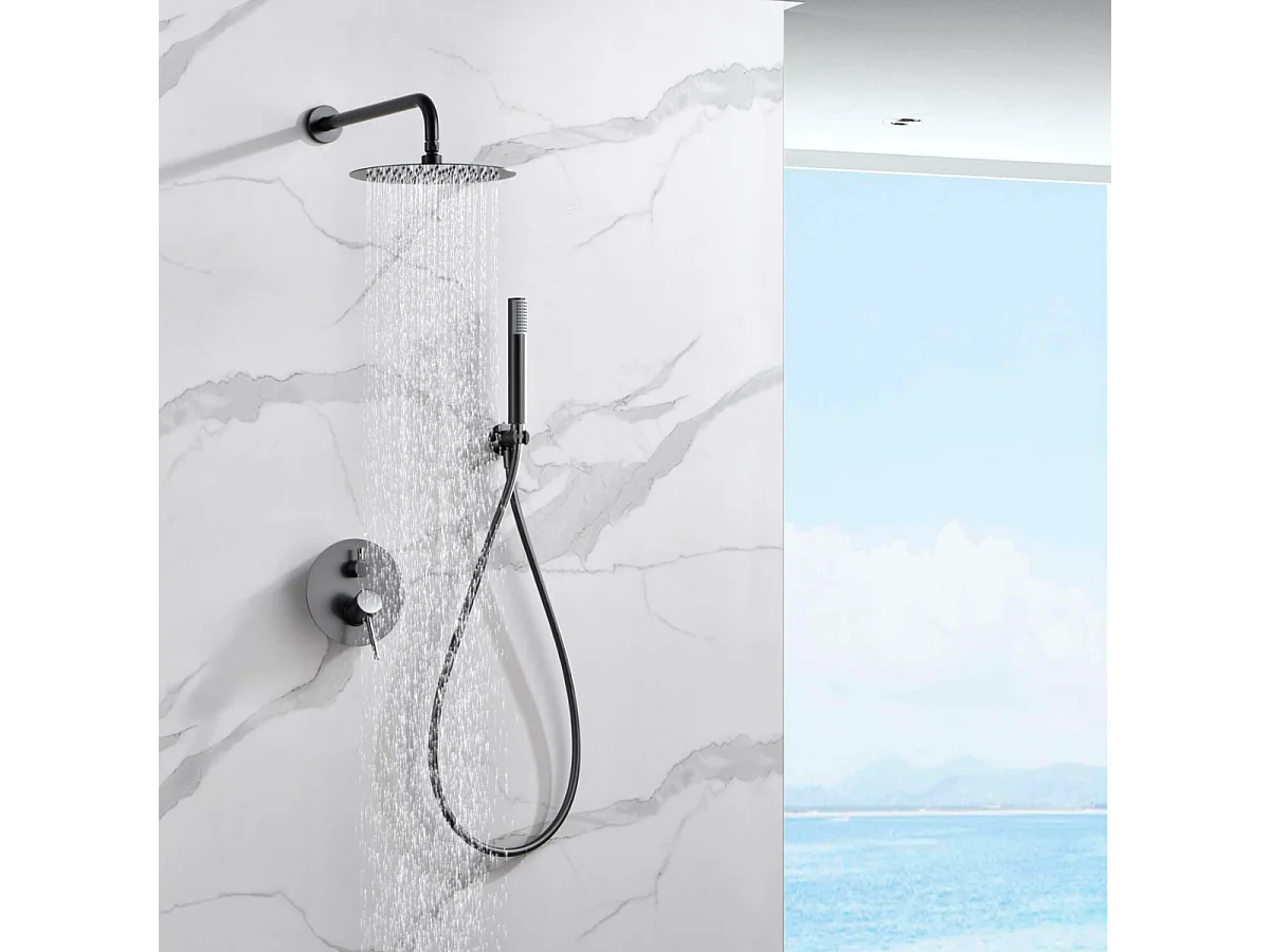 Colonne de Douche Encastrée Anti-Calcaire Black Gun Métal IMEX MONZA GPM039/BGM