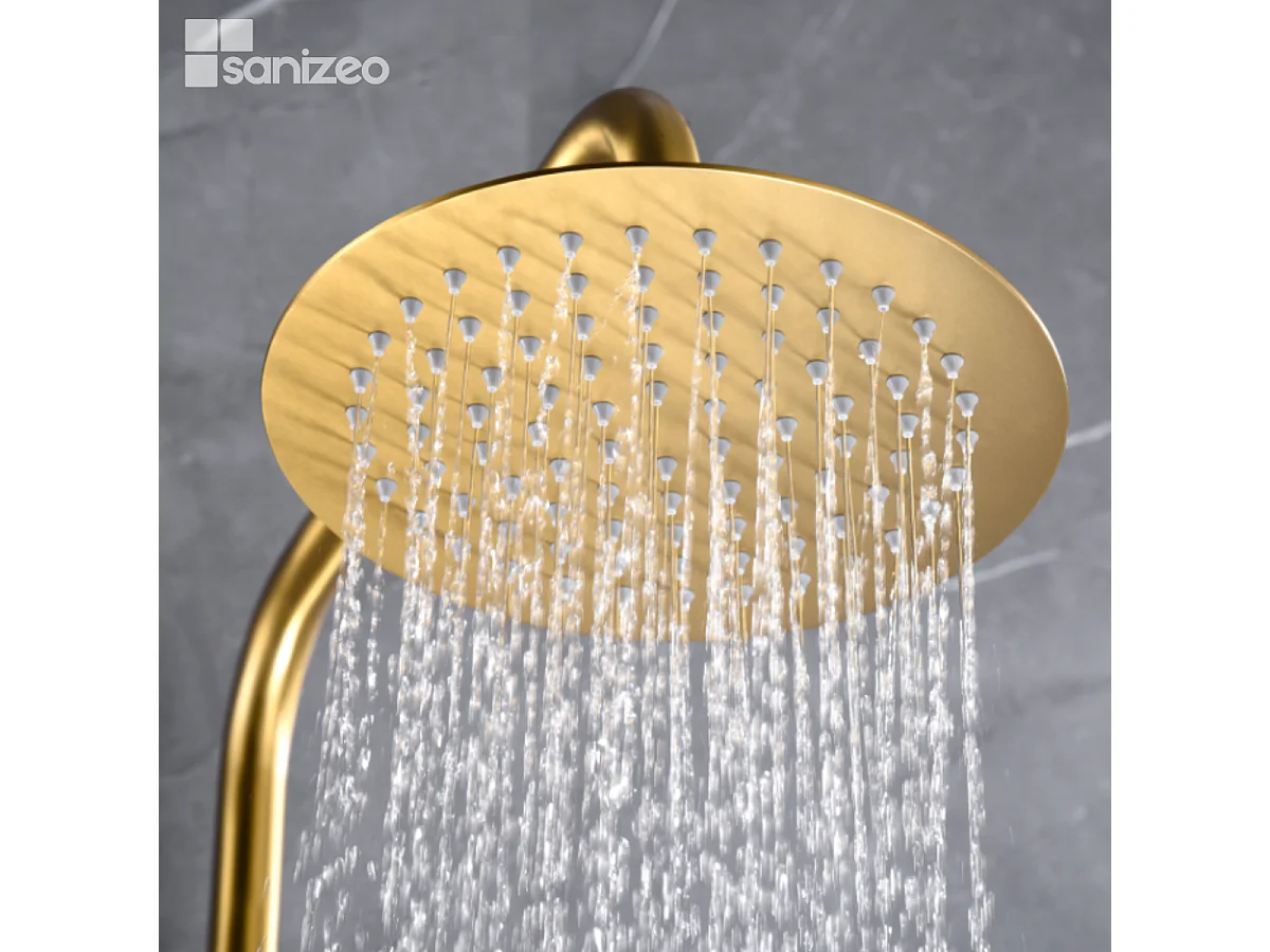 Colonne de Douche avec Mitigeur Thermostatique or brossé anti-calcaire - Design Moderne - GENOVA IMEX