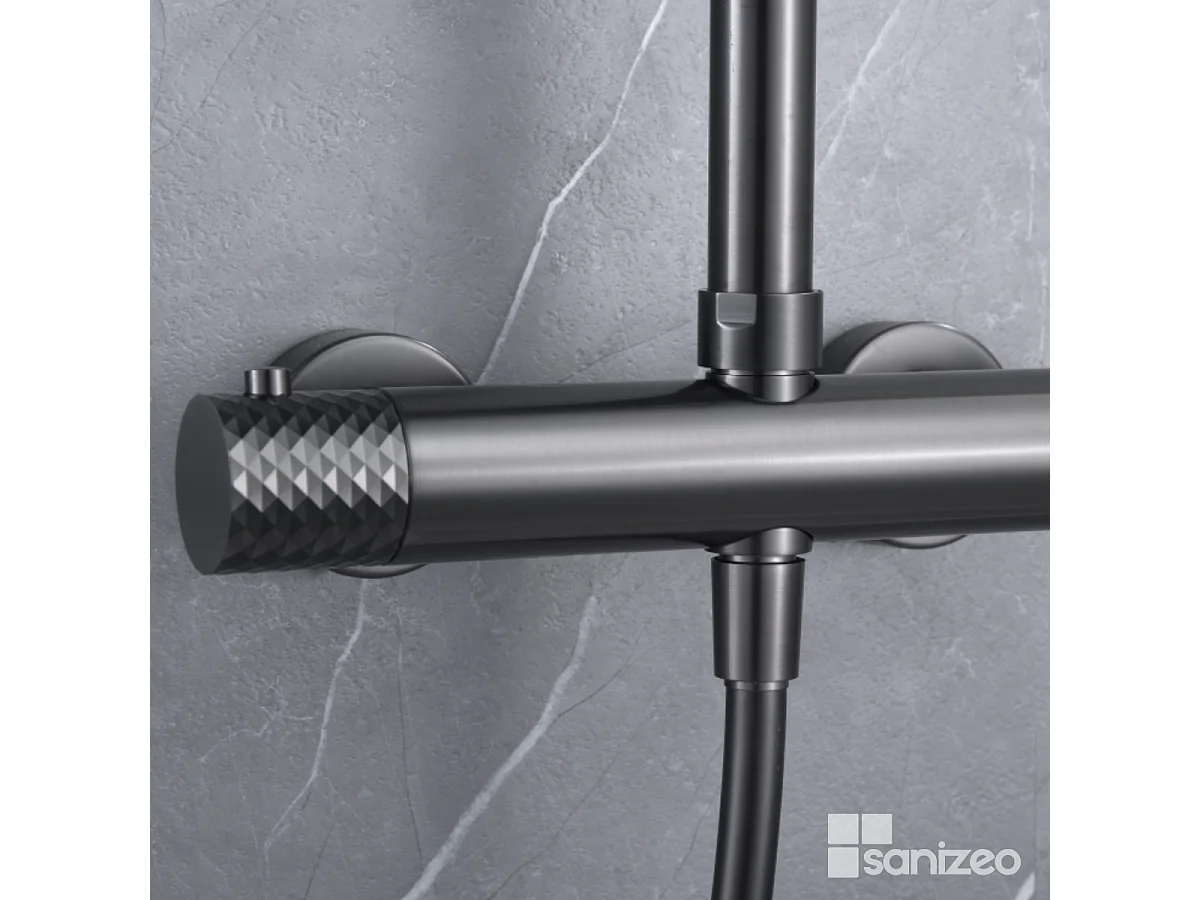 Colonne de Douche avec Mitigeur Thermostatique noir métal  anti-calcaire - Design Moderne - GENOVA IMEX