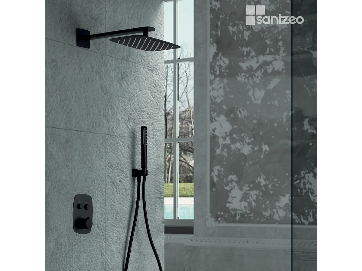 Colonne de Douche Encastrée noir mat anti-calcaire - Design Moderne et Économie d'eau - Kit Complet HIDRA IMEX