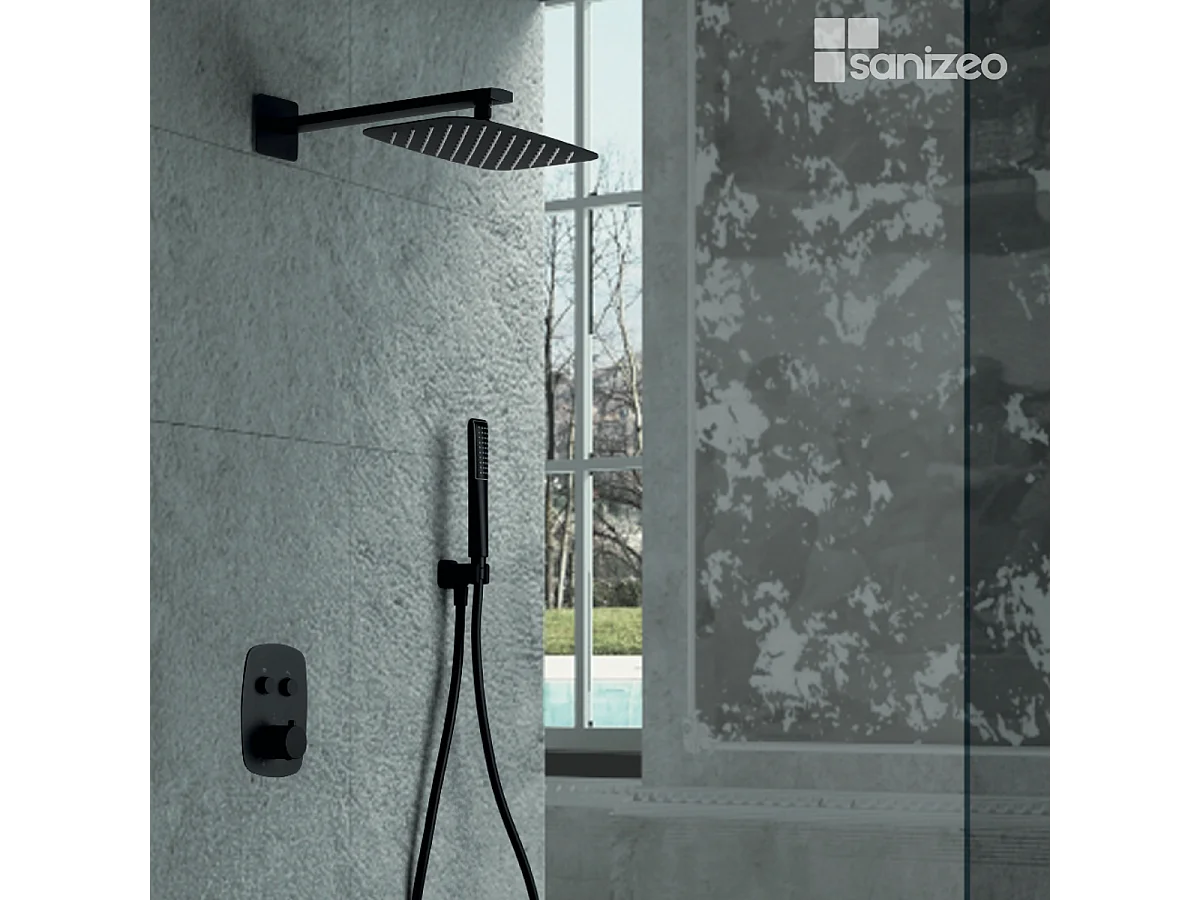 Colonne de Douche Encastrée noir mat anti-calcaire - Design Moderne et Économie d'eau - Kit Complet HIDRA IMEX