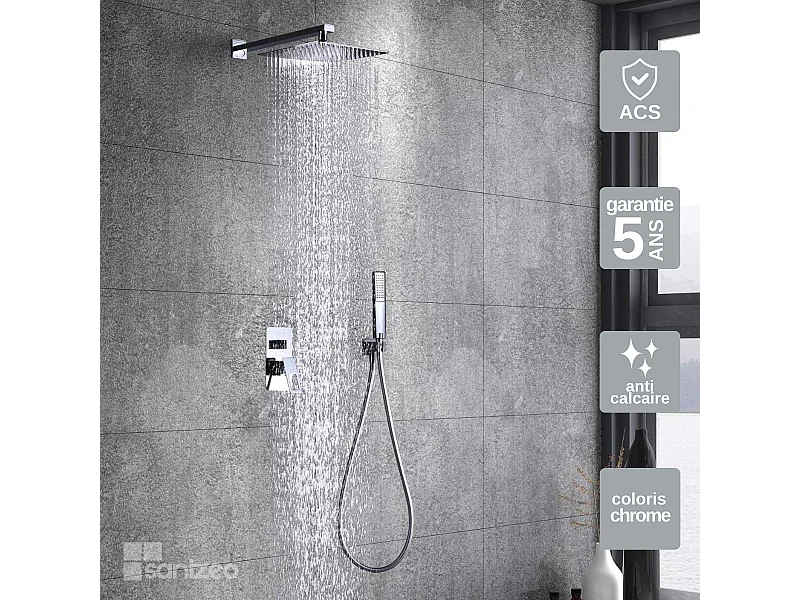 Colonne de Douche Encastrée chromé anti-calcaire - Design Moderne et Économie d'eau - Kit Complet SUECIA IMEX