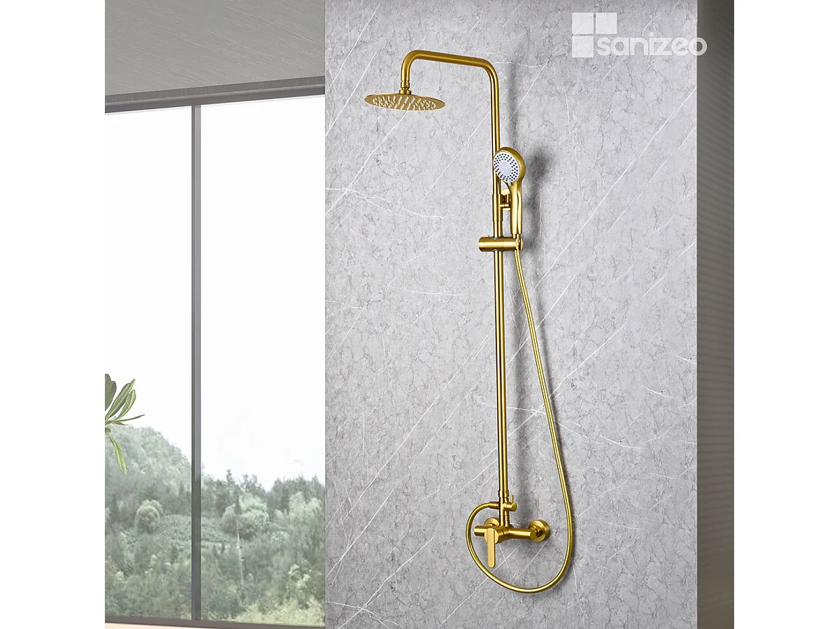 Colonne de Douche or brossé anti-calcaire - Design Moderne et Économie d'eau - Kit Complet ROMA IMEX