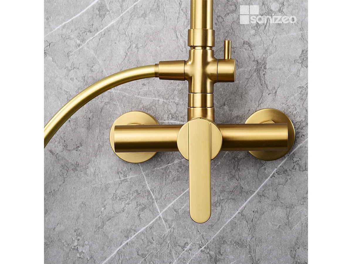 Colonne de Douche or brossé anti-calcaire - Design Moderne et Économie d'eau - Kit Complet ROMA IMEX