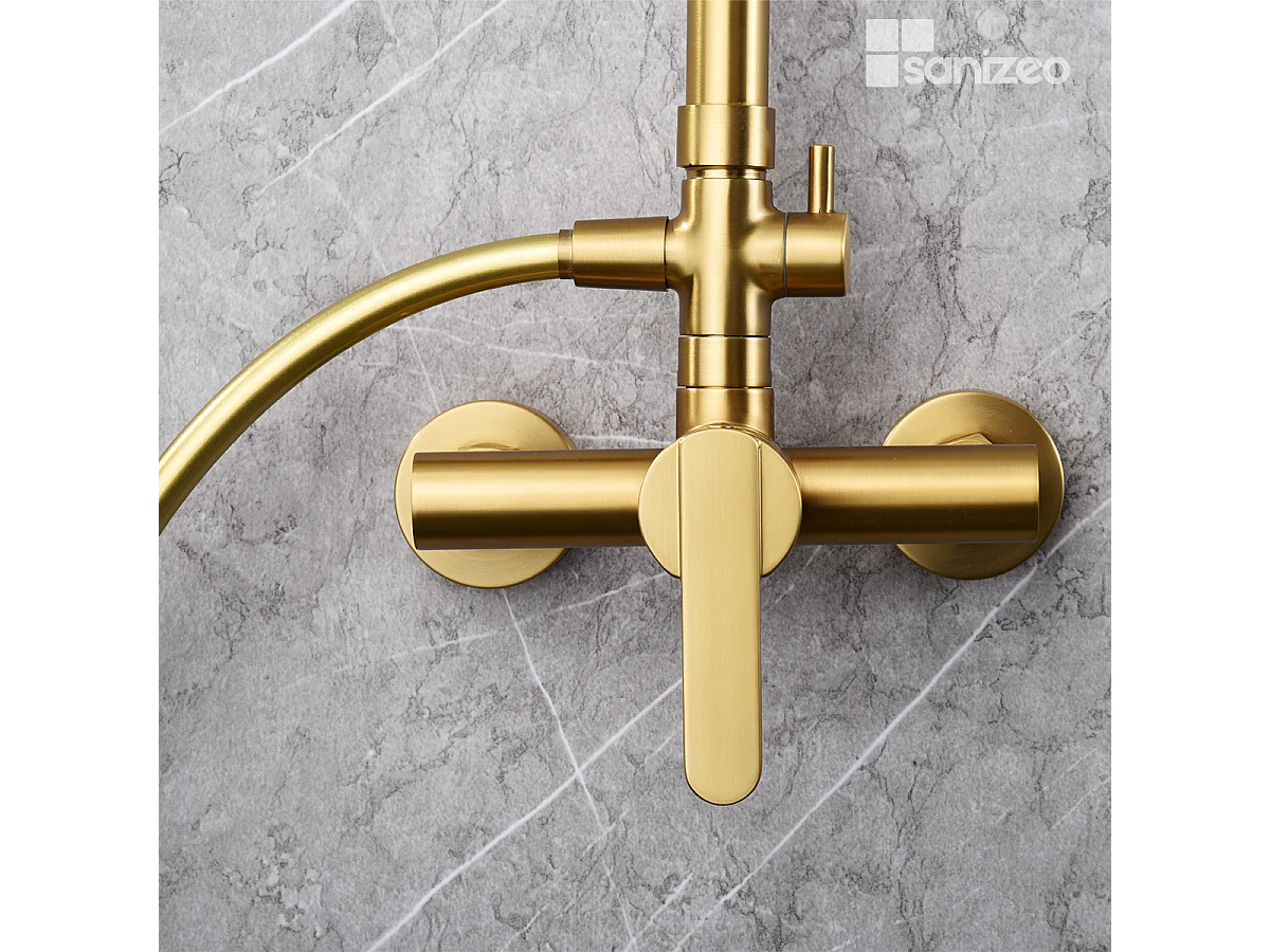 Colonne de Douche or brossé anti-calcaire - Design Moderne et Économie d'eau - Kit Complet ROMA IMEX