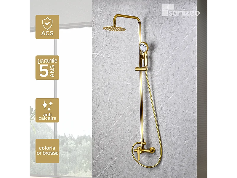 Colonne de Douche or brossé anti-calcaire - Design Moderne et Économie d'eau - Kit Complet ROMA IMEX