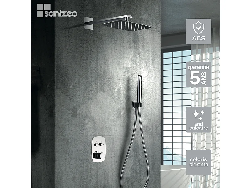 Colonne de Douche Encastrée chromé anti-calcaire - Design Moderne et Économie d'eau - Kit Complet HIDRA IMEX