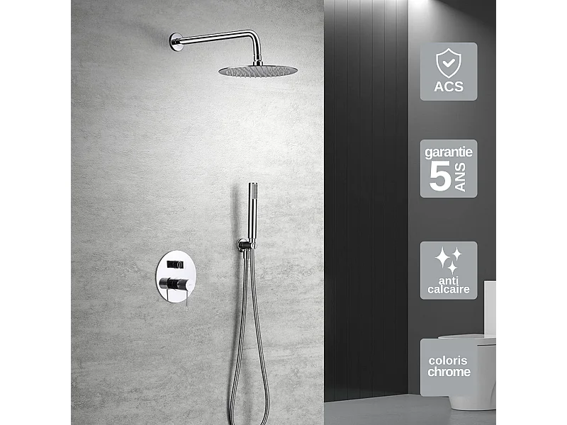 Colonne de Douche Encastrée chromé anti-calcaire - Design Moderne et Économie d'eau - Kit Complet LINE IMEX