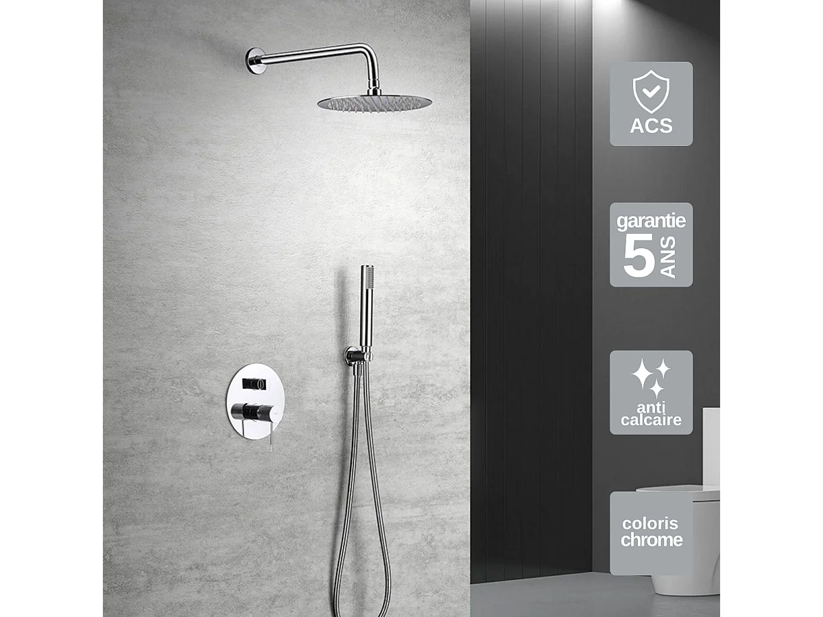 Colonne de Douche Encastrée chromé anti-calcaire - Design Moderne et Économie d'eau - Kit Complet LINE IMEX