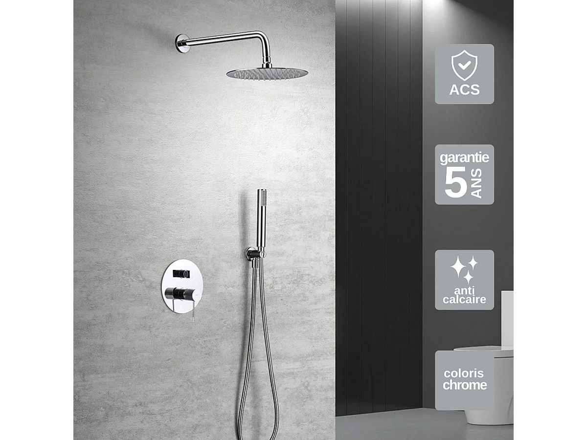 Colonne de Douche Encastrée chromé anti-calcaire - Design Moderne et Économie d'eau - Kit Complet LINE IMEX