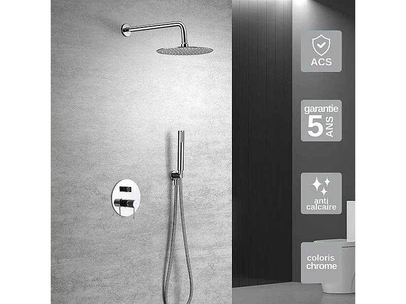 Colonne de Douche Encastrée chromé anti-calcaire - Design Moderne et Économie d'eau - Kit Complet LINE IMEX