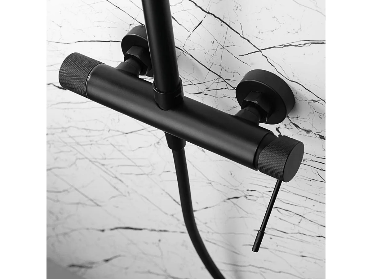 Colonne de Douche noir mat anti-calcaire - Design Moderne et Économie d'eau - Kit Complet LINE IMEX