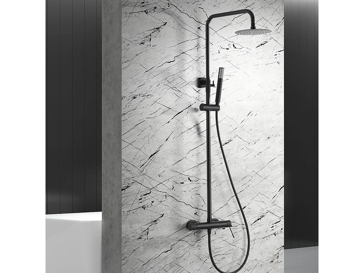 Colonne de Douche noir mat anti-calcaire - Design Moderne et Économie d'eau - Kit Complet LINE IMEX