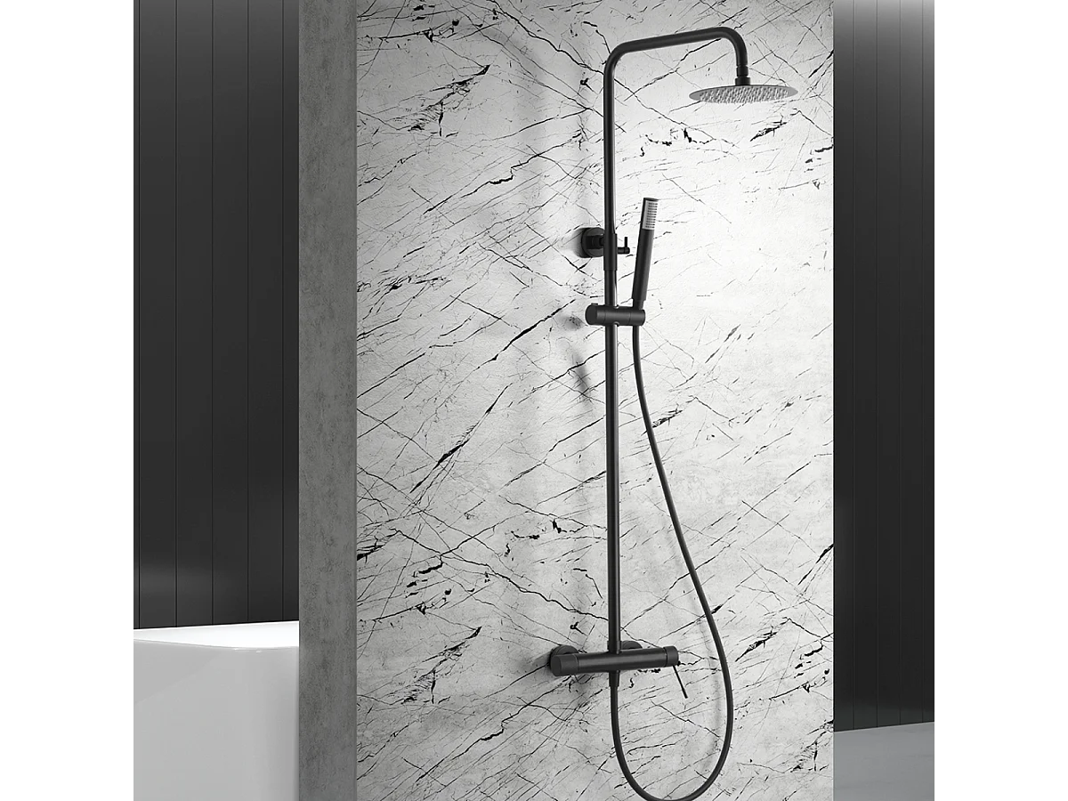 Colonne de Douche noir mat anti-calcaire - Design Moderne et Économie d'eau - Kit Complet LINE IMEX