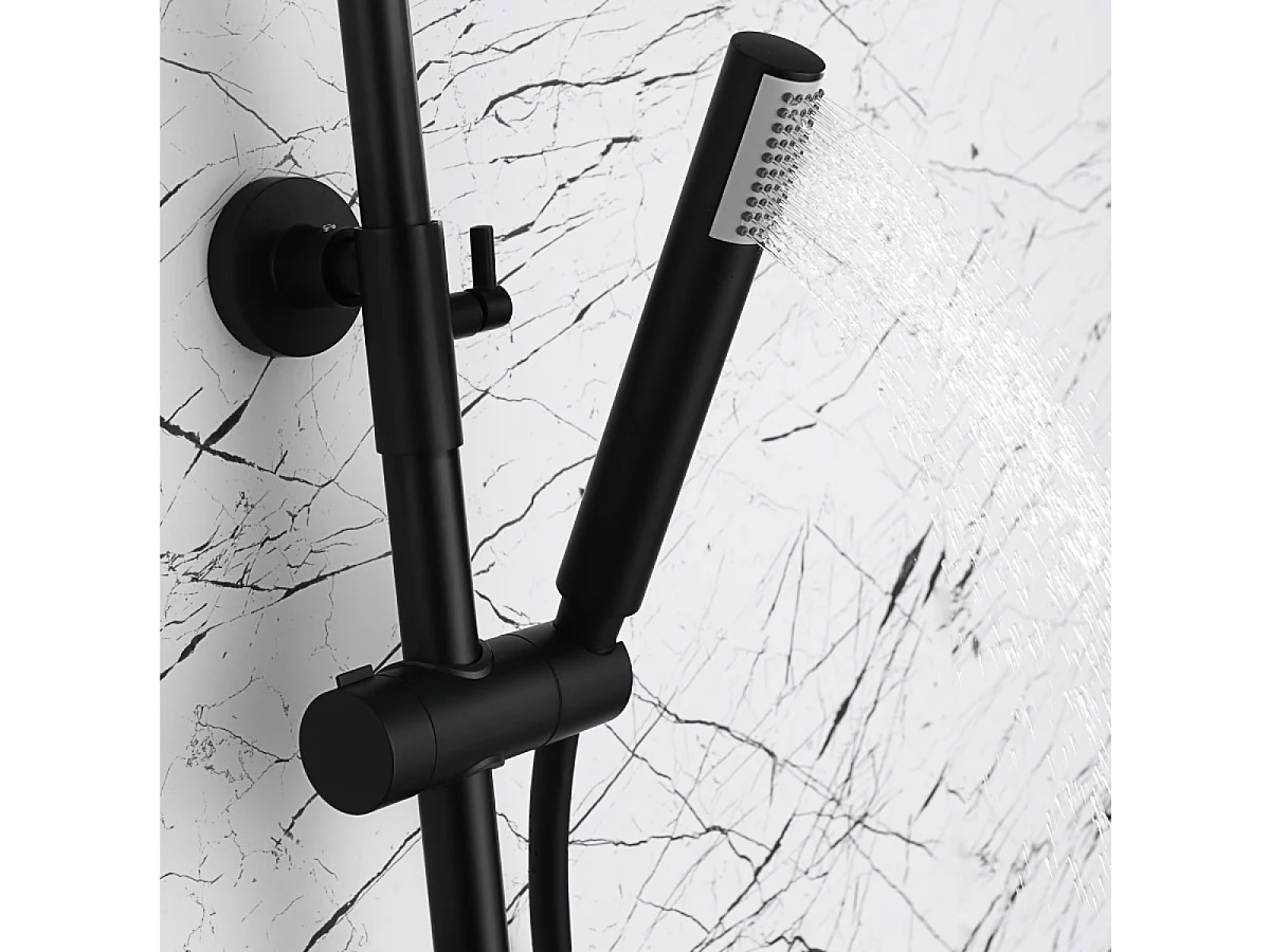 Colonne de Douche noir mat anti-calcaire - Design Moderne et Économie d'eau - Kit Complet LINE IMEX