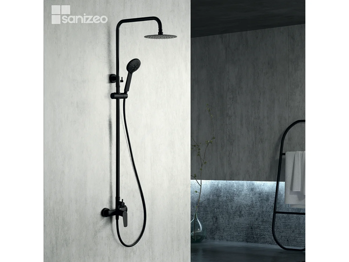 Colonne de Douche noir mat anti-calcaire - Design Moderne et Économie d'eau - Kit Complet BELGICA IMEX