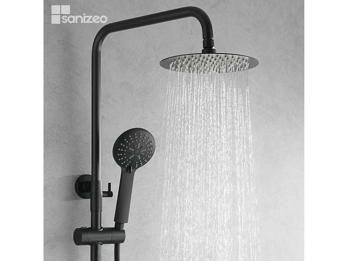 Colonne de Douche noir mat anti-calcaire - Design Moderne et Économie d'eau - Kit Complet BELGICA IMEX