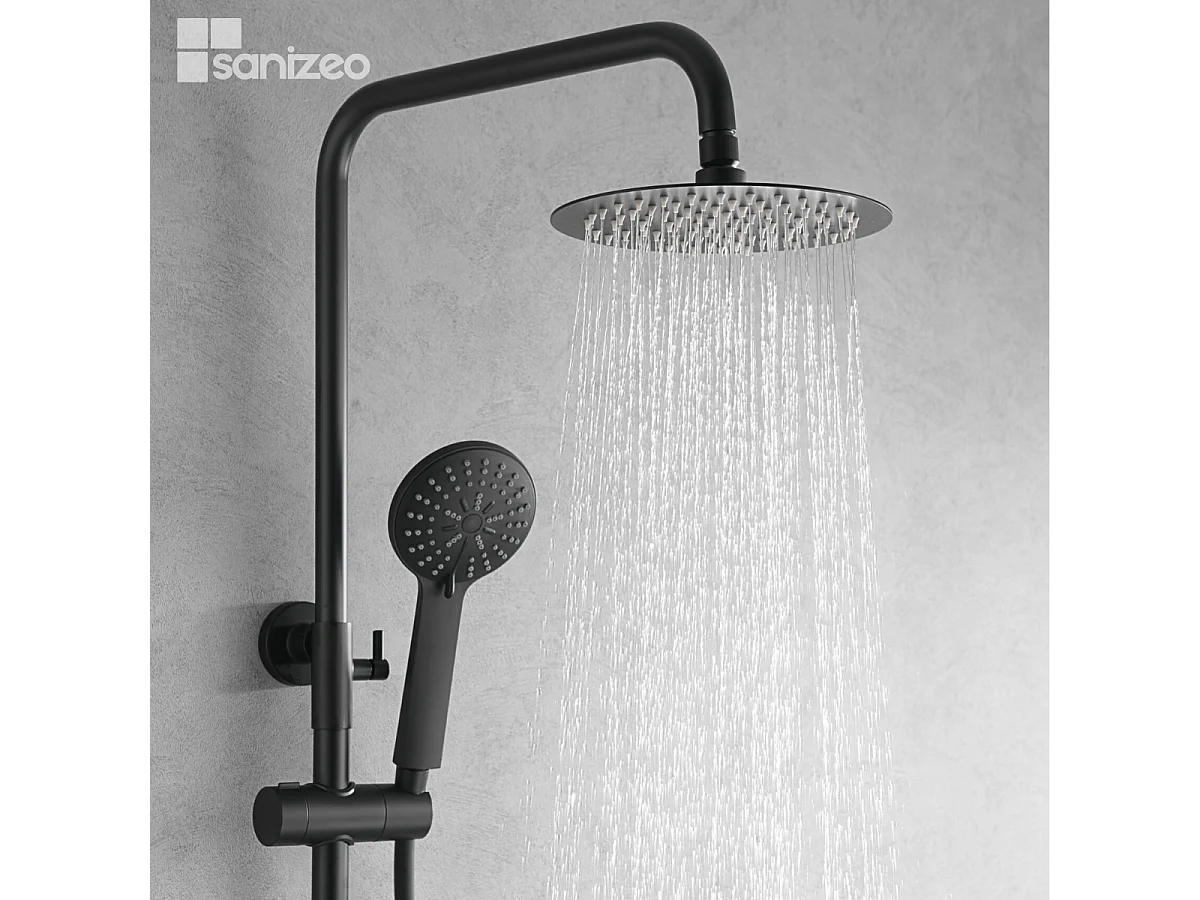 Colonne de Douche noir mat anti-calcaire - Design Moderne et Économie d'eau - Kit Complet BELGICA IMEX