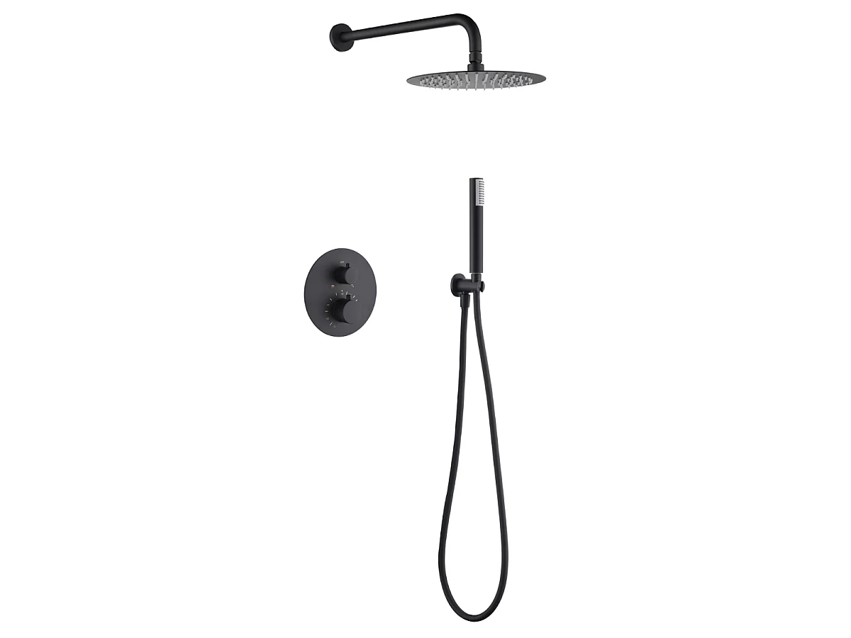 Colonne de Douche Encastrée Thermostatique  Anti-Calcaire Noir Mat - IMEX MONZA