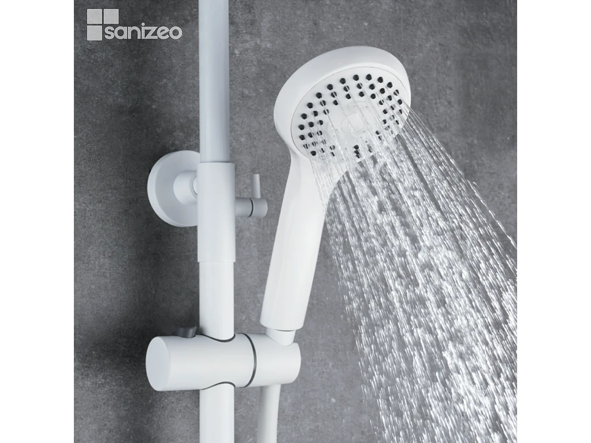 Colonne de Douche avec Mitigeur Thermostatique blanc mat anti-calcaire - Design Moderne - KENT IMEX