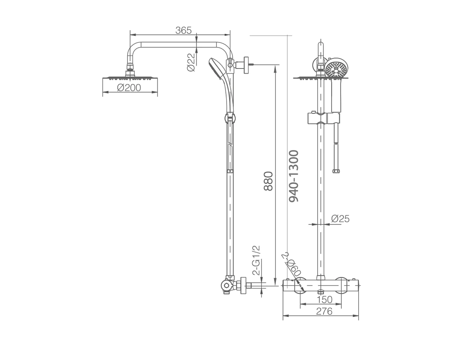 Colonne de Douche avec Mitigeur Thermostatique blanc mat anti-calcaire - Design Moderne - KENT IMEX