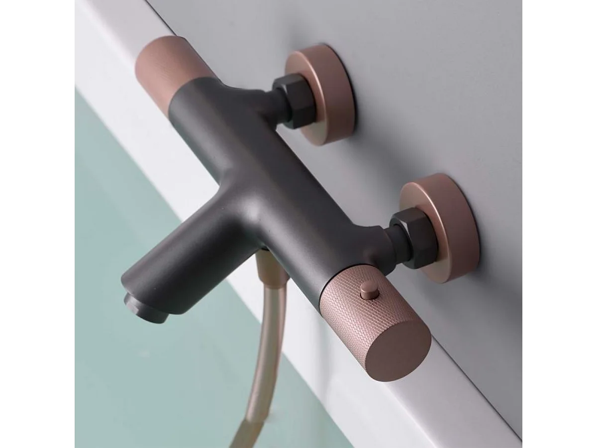 Ensemble Bain/Douche Anti-Calcaire Thermostatique Gris et Champagne LINE BTD038-4GC