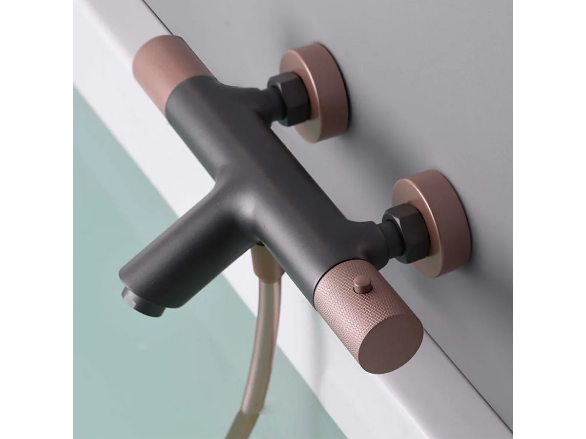 Ensemble Bain/Douche Anti-Calcaire Thermostatique Gris et Champagne LINE BTD038-4GC