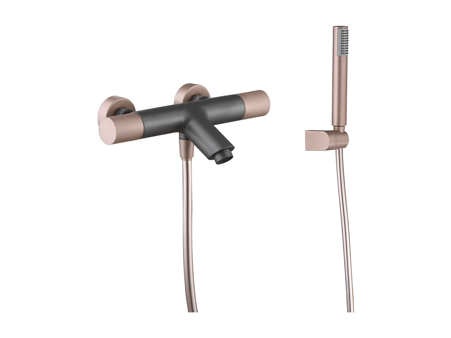 Ensemble Bain/Douche Anti-Calcaire Thermostatique Gris et Champagne LINE BTD038-4GC