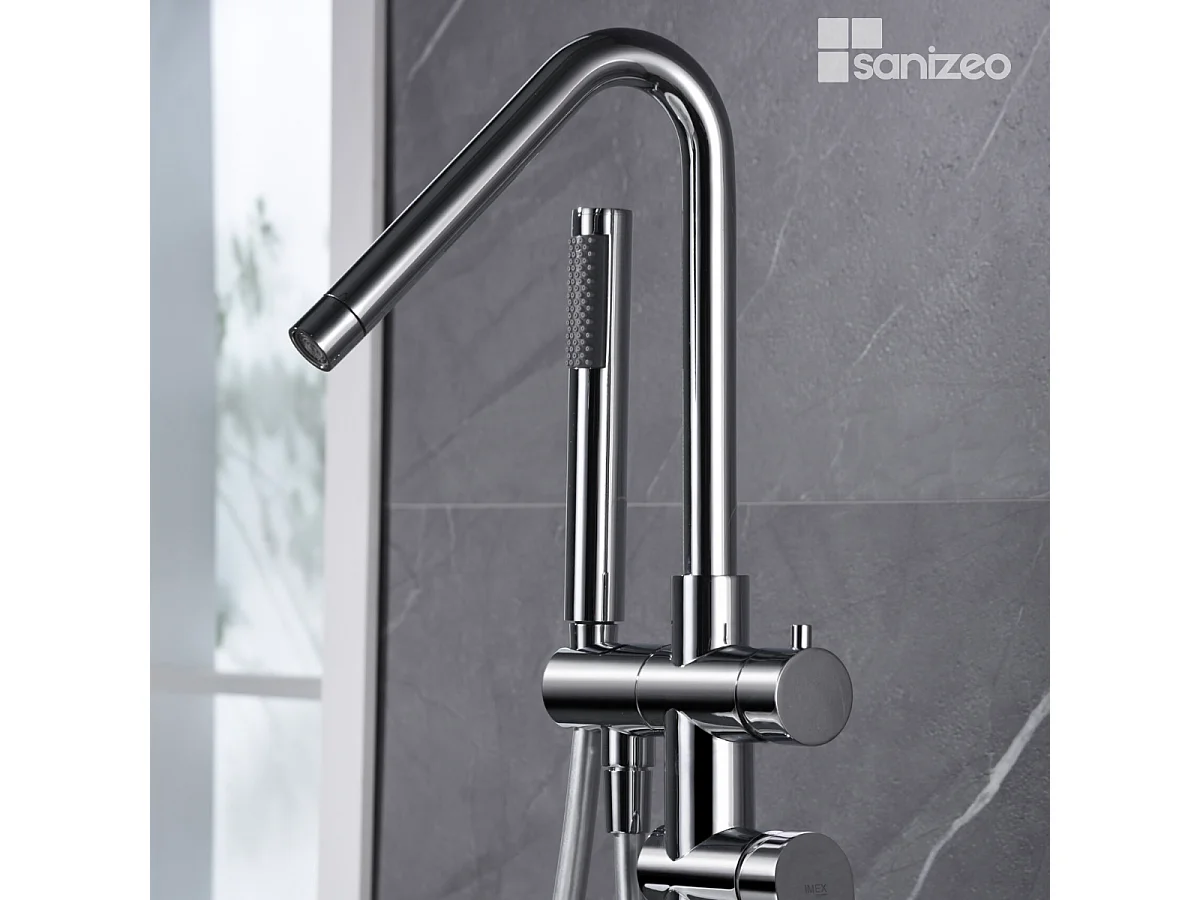 Robinet Mitigeur de Baignoire anti-calcaire sur pied Chrome BELGICA BBEZ044