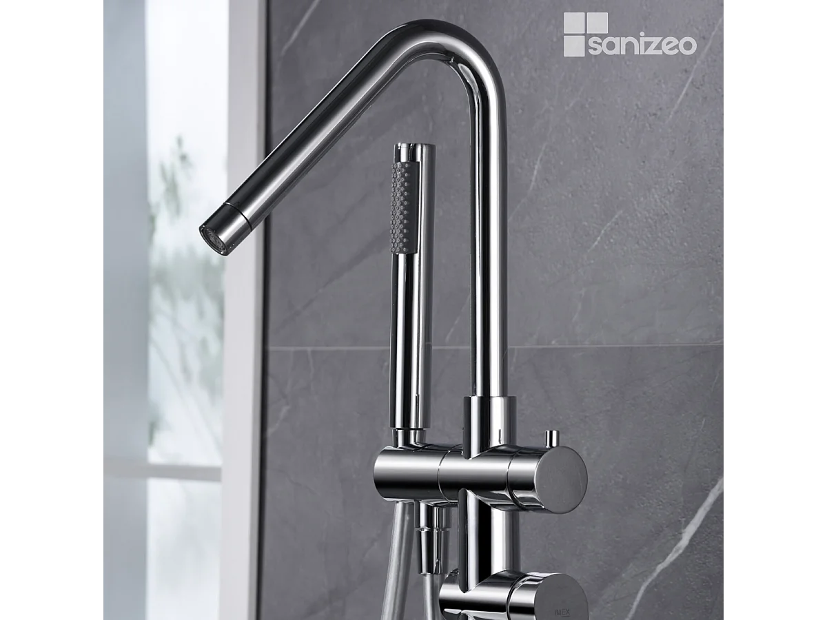 Robinet Mitigeur de Baignoire anti-calcaire sur pied Chrome BELGICA BBEZ044