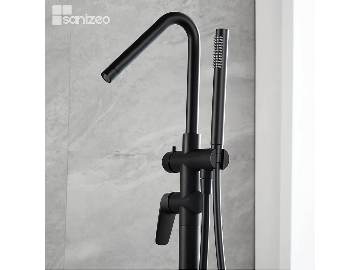 Robinet Mitigeur de Baignoire anti-calcaire sur pied Noir Mat BELGICA BBEZ044/NG