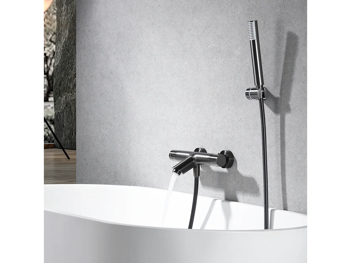 Ensemble Bain/Douche Thermostatique Anti-Calcaire Black Gun Métal MONZA BTM039-4BGM