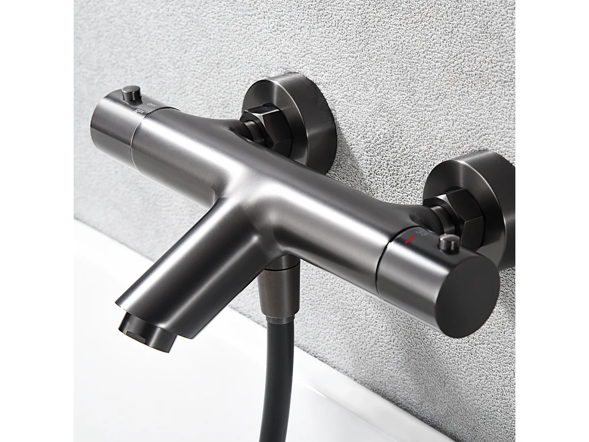 Ensemble Bain/Douche Thermostatique Anti-Calcaire Black Gun Métal MONZA BTM039-4BGM