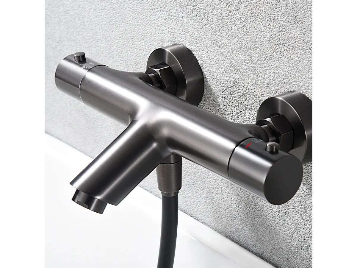Ensemble Bain/Douche Thermostatique Anti-Calcaire Black Gun Métal MONZA BTM039-4BGM