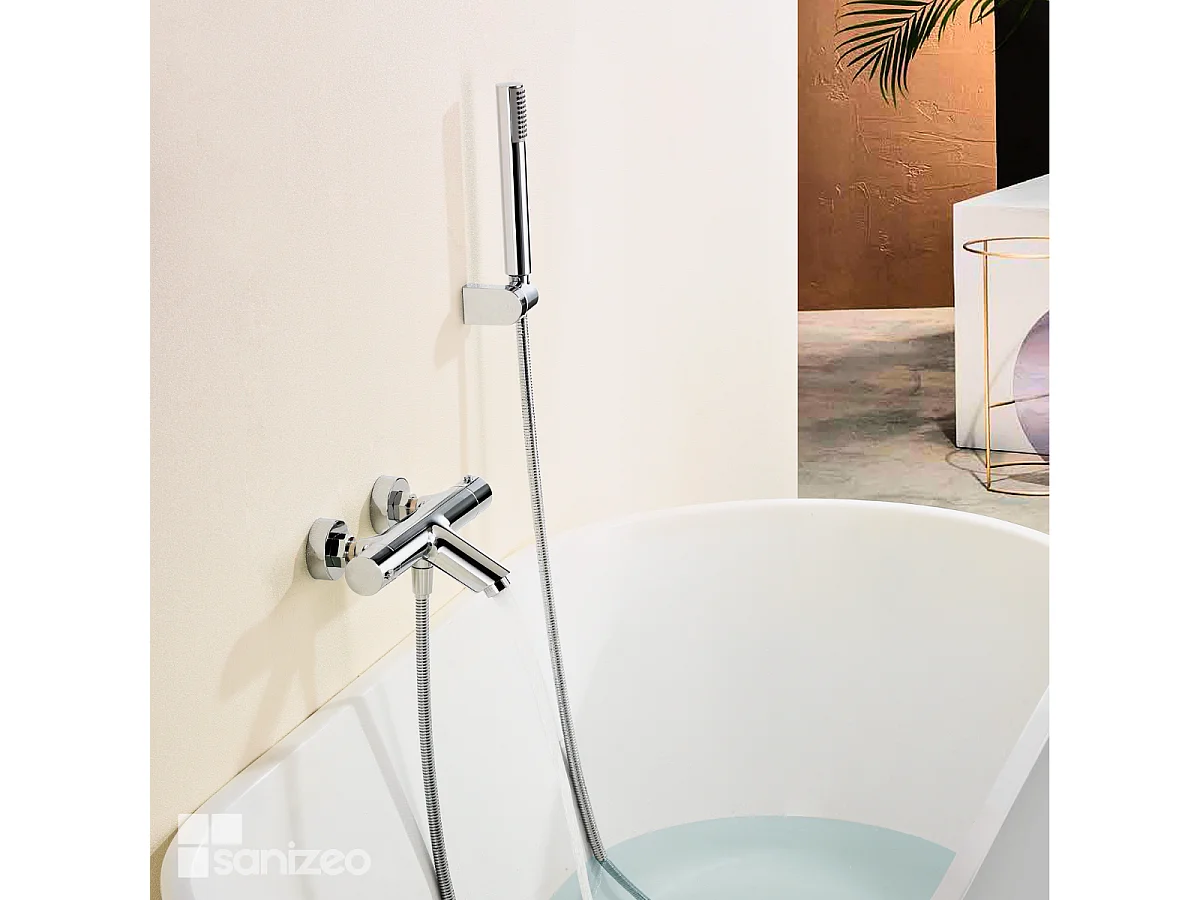 Ensemble Bain/Douche Thermostatique Anti-Calcaire Chrome MONZA BTM039-4