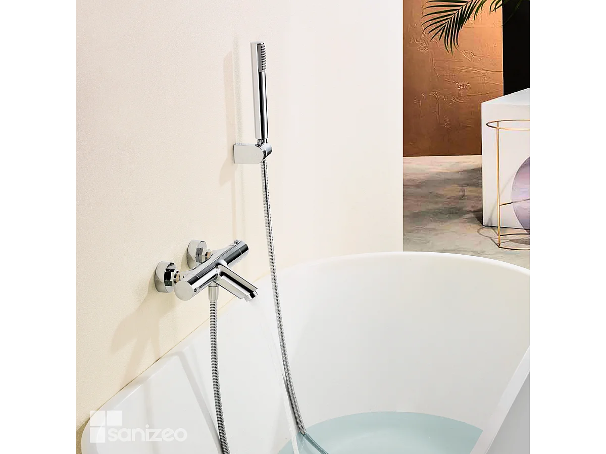 Ensemble Bain/Douche Thermostatique Anti-Calcaire Chrome MONZA BTM039-4