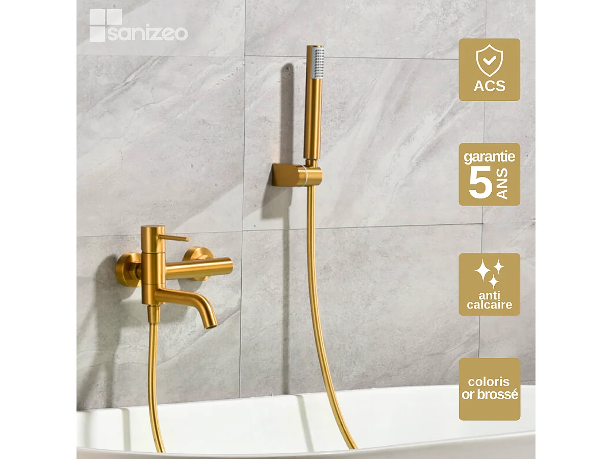 Ensemble Bain/Douche Anti-Calcaire Or Brossé MONZA BDM039-4OC