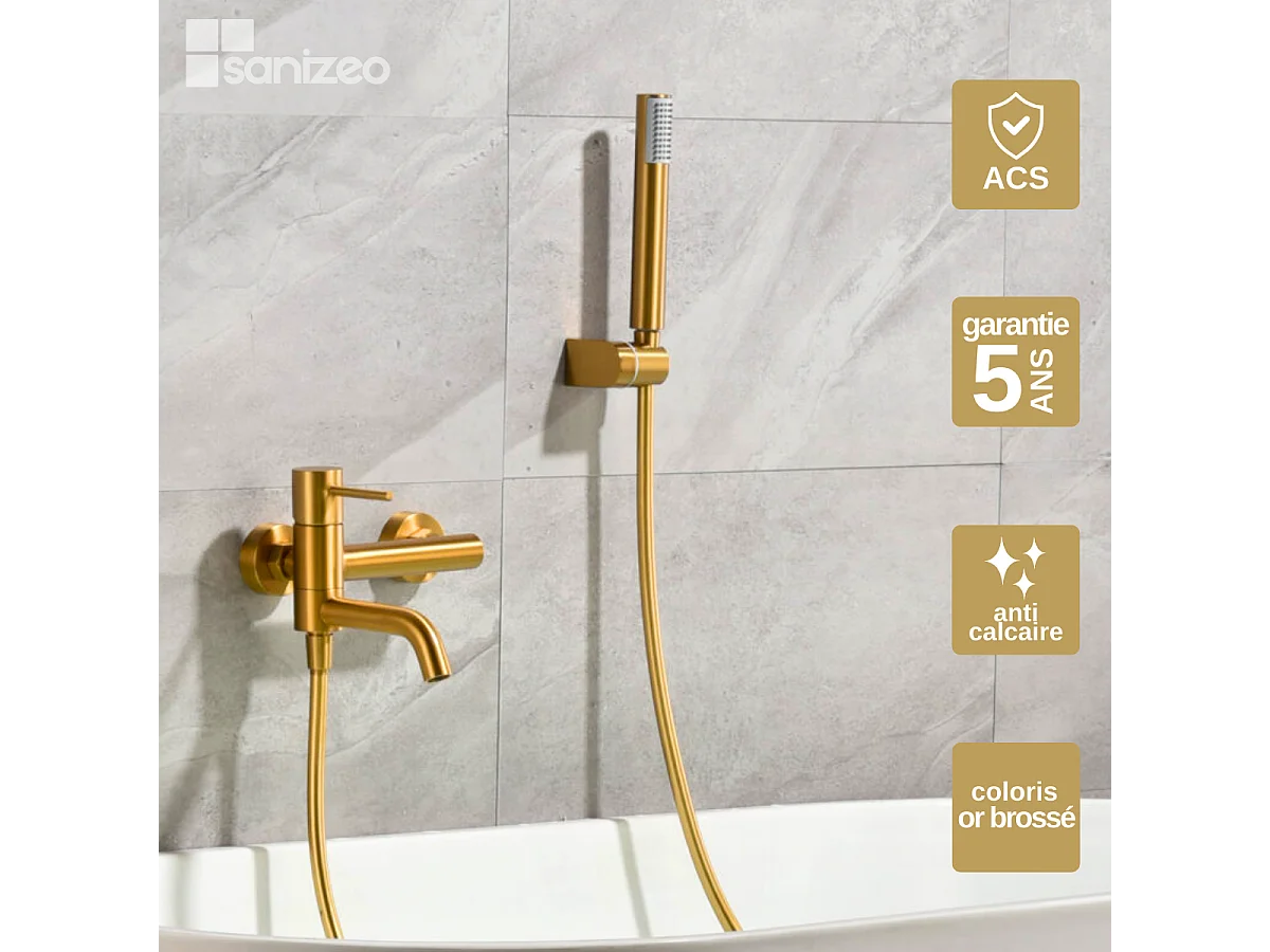 Ensemble Bain/Douche Anti-Calcaire Or Brossé MONZA BDM039-4OC