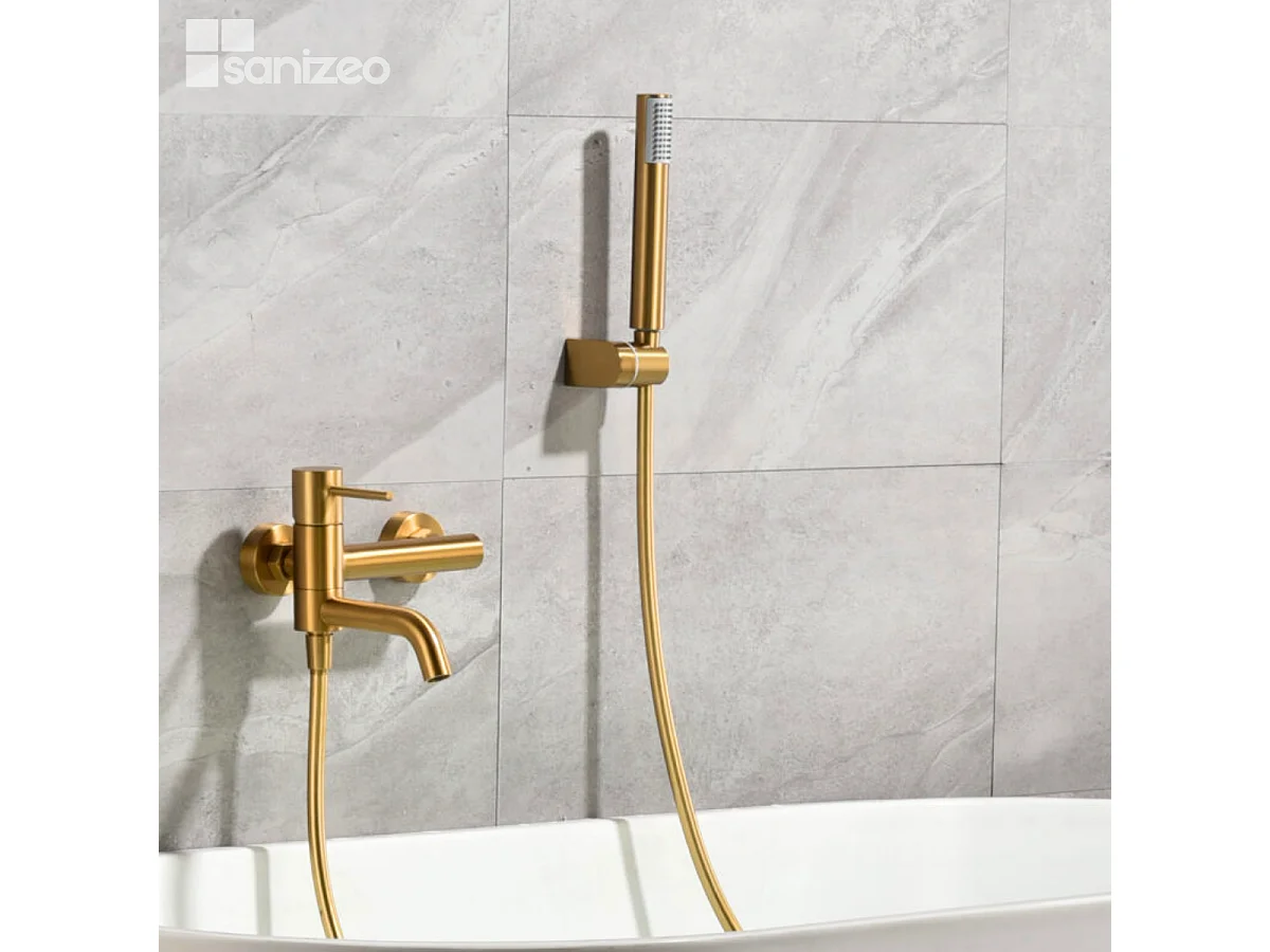 Bad- en Doucheset Anti-Kalk Geborsteld Goud - IMEX MONZA BDM039-4OC