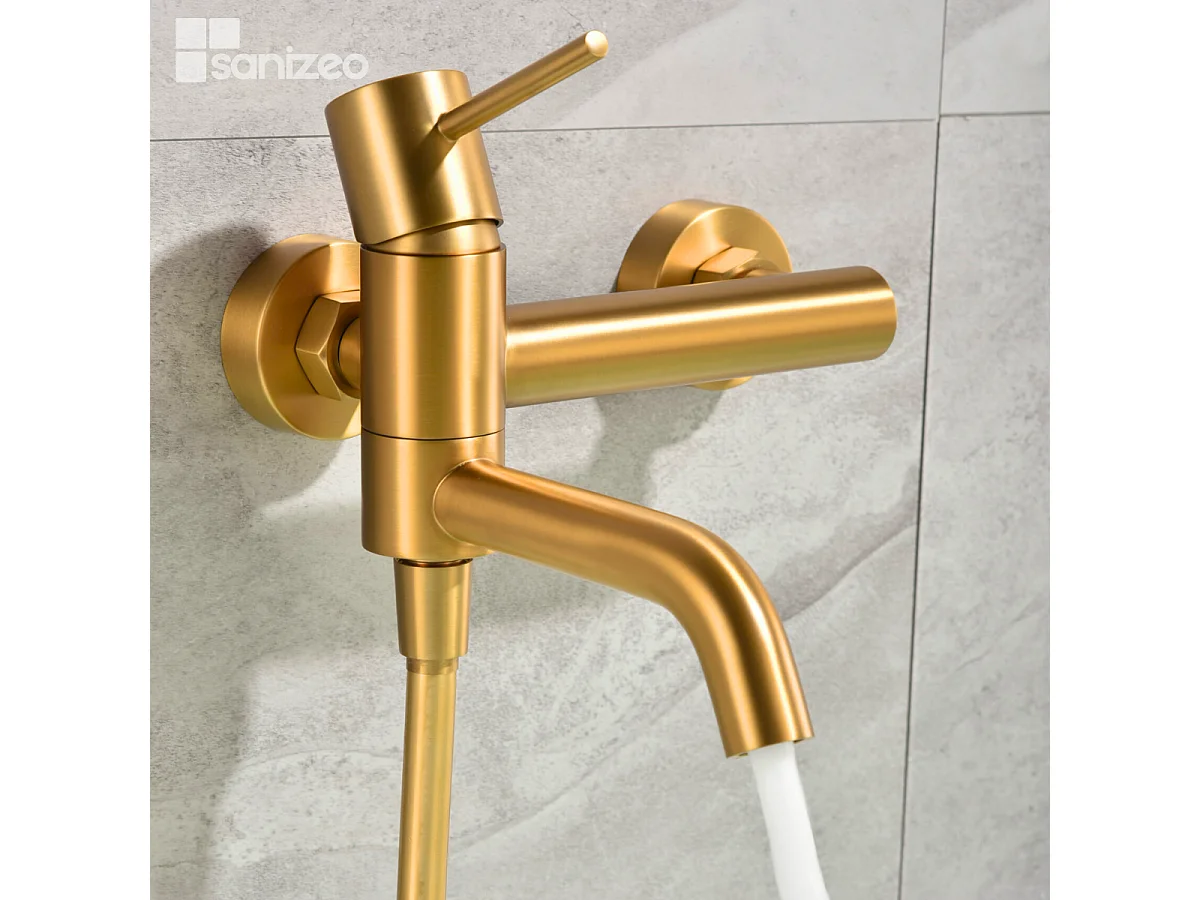 Bad- en Doucheset Anti-Kalk Geborsteld Goud - IMEX MONZA BDM039-4OC