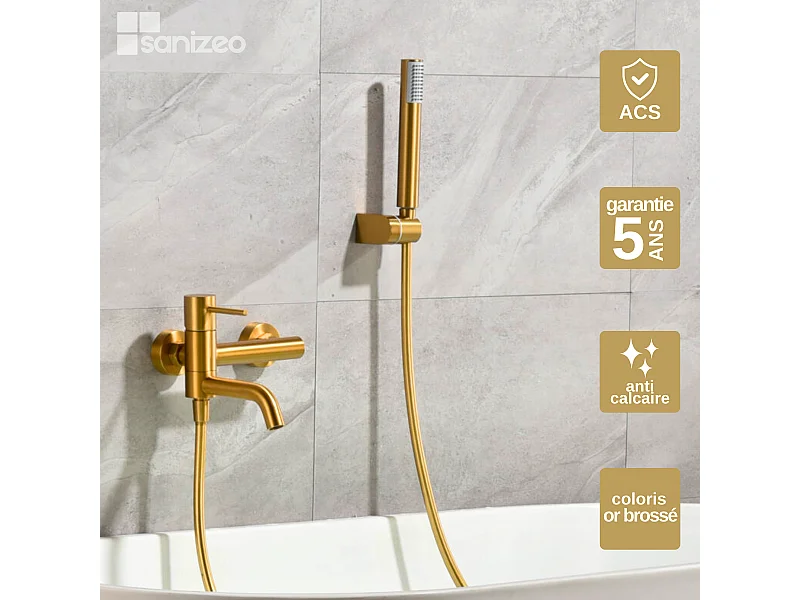 Ensemble Bain/Douche Anti-Calcaire Or Brossé MONZA BDM039-4OC