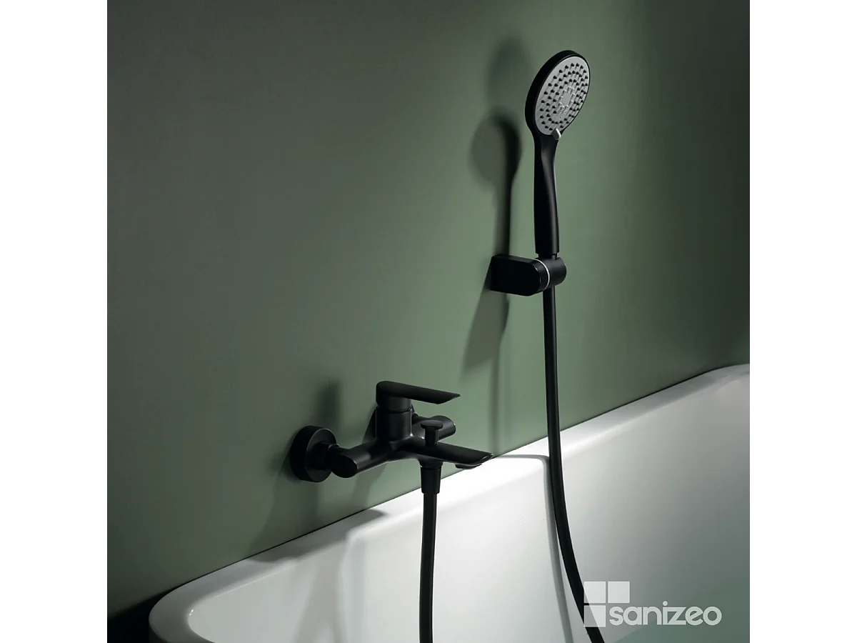 Ensemble Bain/Douche Anti-Calcaire Noir Mat URAL BDG040-4NG