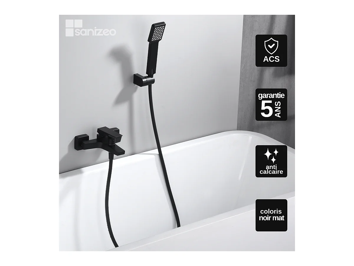 Ensemble Bain/Douche Anti-Calcaire Noir Mat ART BDAR025-4NG