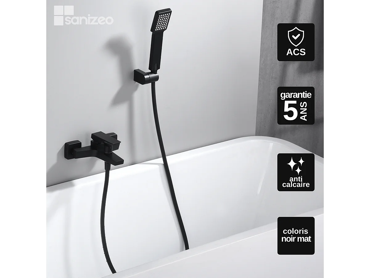 Ensemble Bain/Douche Anti-Calcaire Noir Mat ART BDAR025-4NG