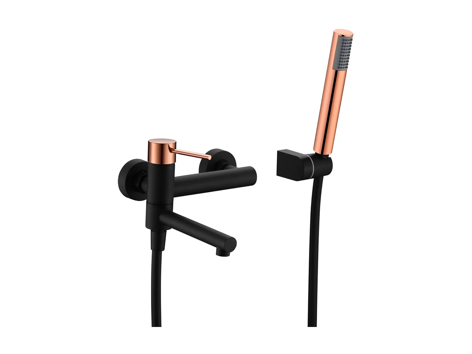 Ensemble Bain/Douche Anti-Calcaire Noir Mat et Or Rose Cuivré MILOS STICK BDYS045-4NOR