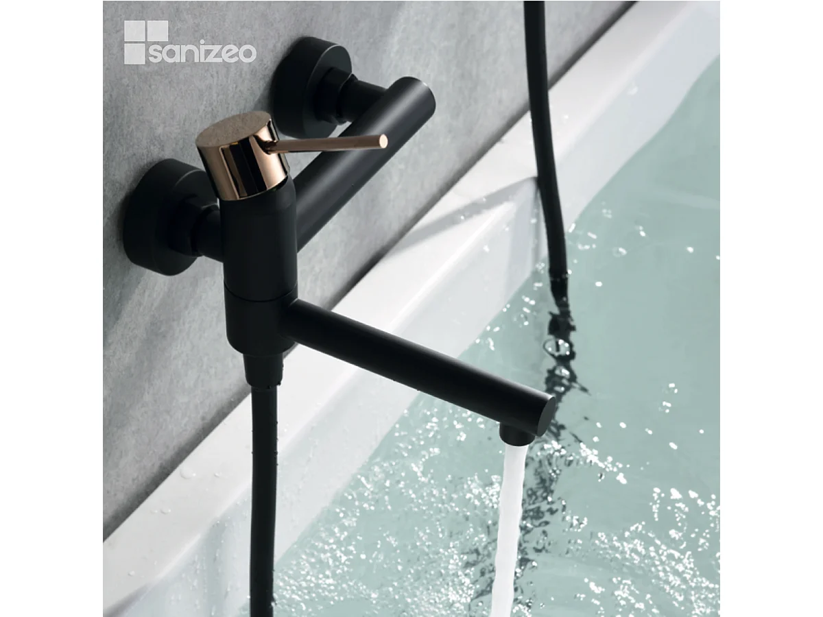 Ensemble Bain/Douche Anti-Calcaire Noir Mat et Or Rose Cuivré MILOS STICK BDYS045-4NOR